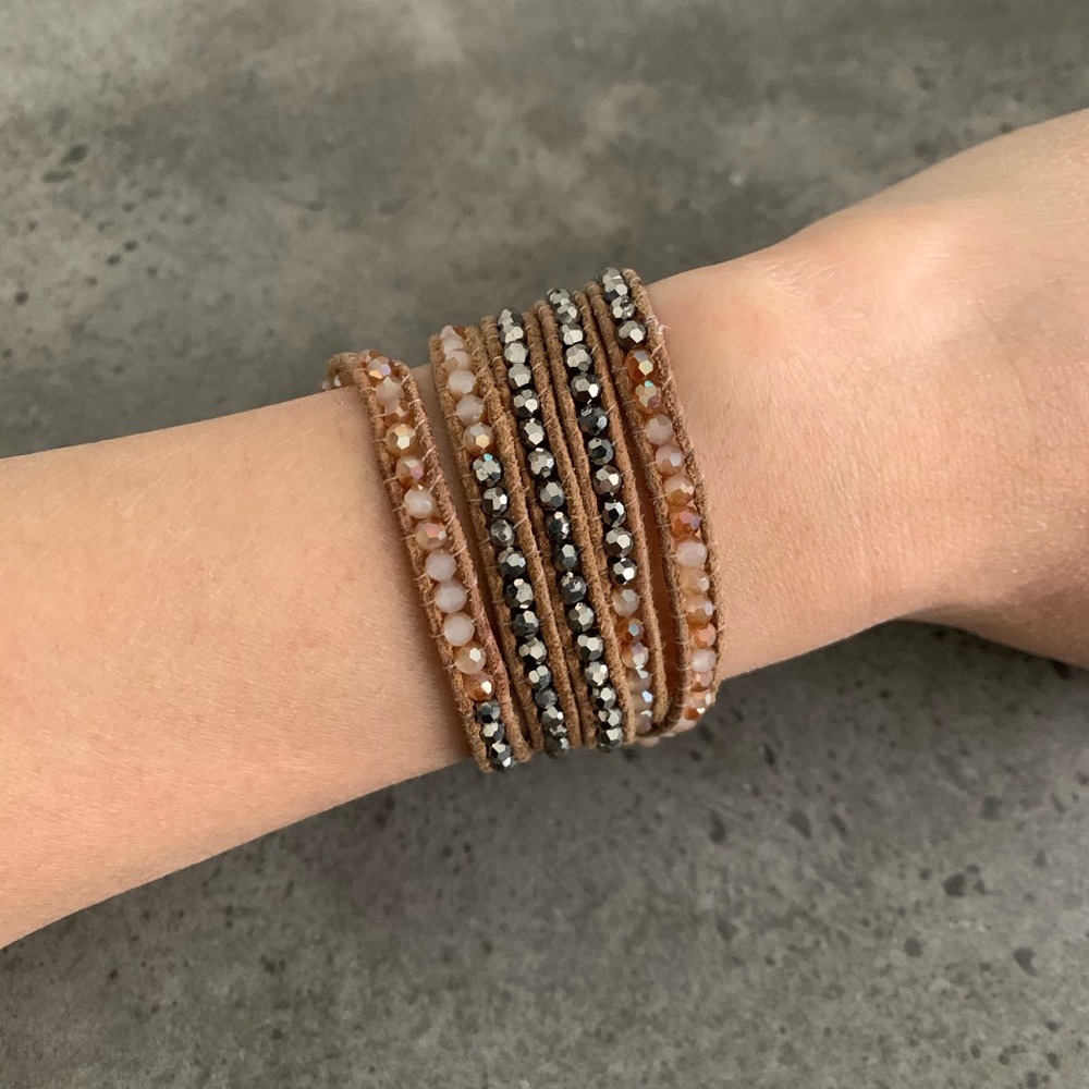 Club Monaco Two-Tone Wrap Beaded Bracelet